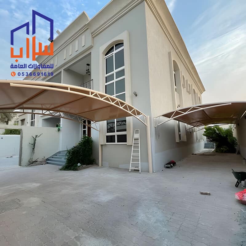 مظلات سيارات للفلل تنفيذ مؤسسة مظلات وسواتر سراب