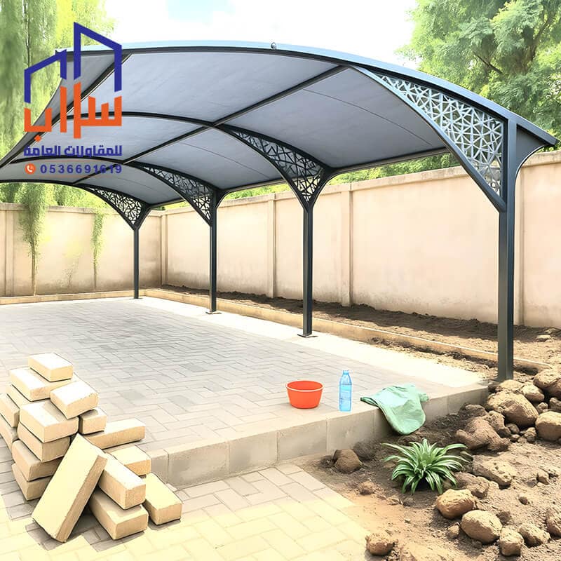 مظلات كابولي للسيارات من مؤسسة مظلات وسواتر سراب